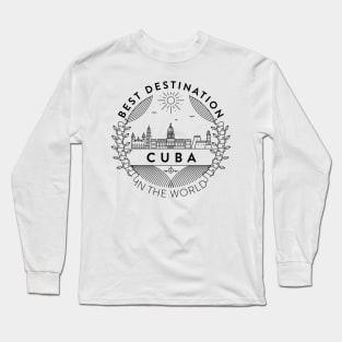 Cuba Minimal Badge Design Long Sleeve T-Shirt
